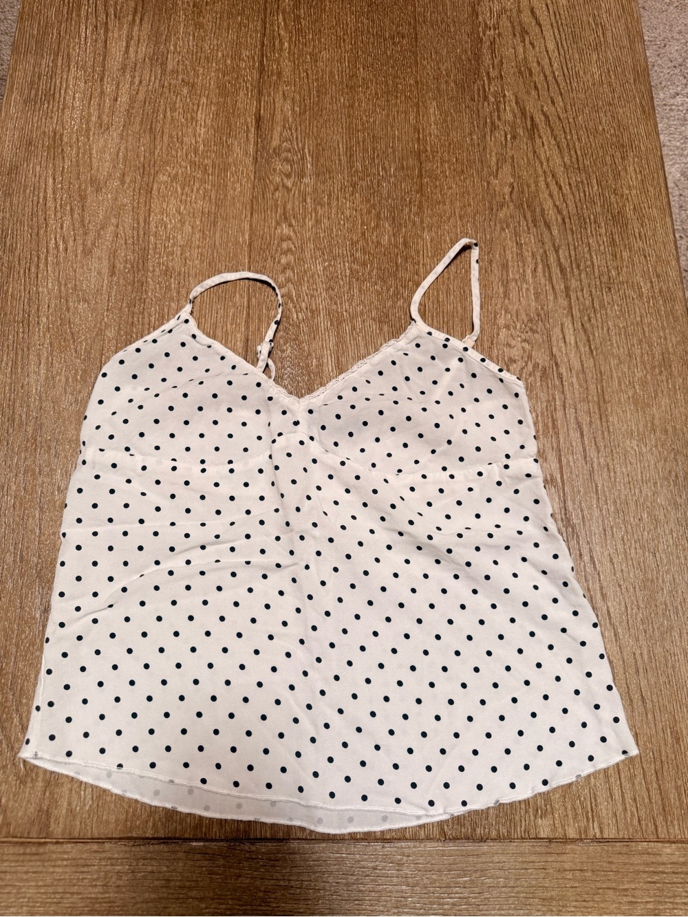Brandy Melville White Cami with Black Polka Dots